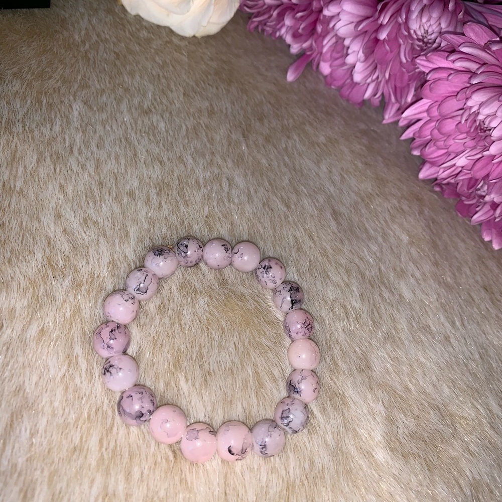 Real Stone stretch Bracelet for women’s Pink